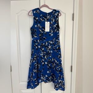 NWT Cabi #5576 Untamed Electric Blue Collection Floral Print Sleeveless Dress